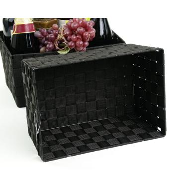 woven strap basket rectangle single medium black tp87 1med