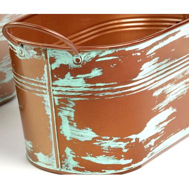 12  tin oval tub copperverdigris finish by14 1ver wholesale metal containers