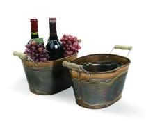 oval metal tub 10  wood handles burnt copper by20 1cbt wholesale