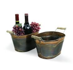oval metal tub 10  wood handles burnt copper by20 1cbt wholesale