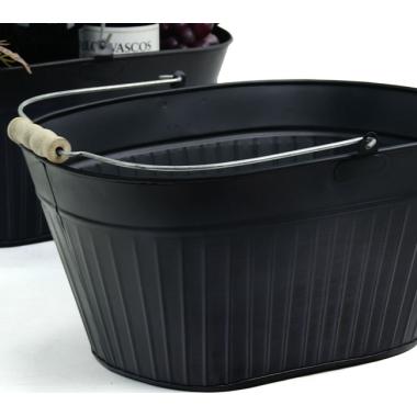 ribbed tin oval shop brushed black by671 1 wholesale metal containers