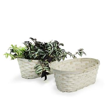 14  bamboo double planter bo771 1w handles bowls trays