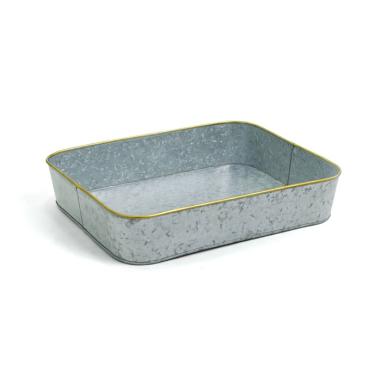 rectangle galvanized tray brass trim ty371 1no wholesale metal containers rect