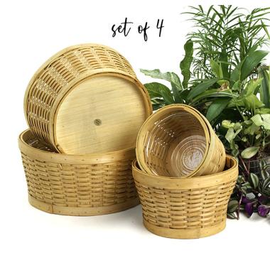 woodchip round bowl honey color s4 bd706 4 handles bowls