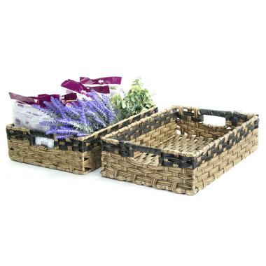 woven tray rectangle naturalblack tp38 1med handles bowls trays