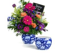 5x4 solid iron metal pot blue paisley by75 1b wholesale containers