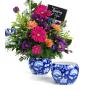 5x4 solid iron metal pot blue paisley by75 1b wholesale containers