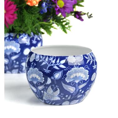 5x4 solid iron metal pot blue paisley by75 1b wholesale containers
