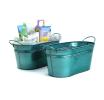 12  oval tin translucent teal tub by14 1ttl wholesale metal containers
