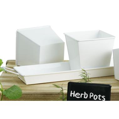 tin herb pot white by42 1w wholesale metal containers pails pots rectangle
