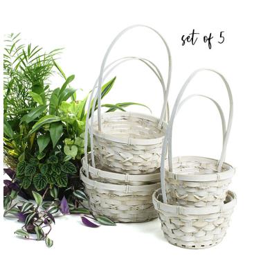bamboo round shop set so80 5w wholesale basket containers handled baskets medium