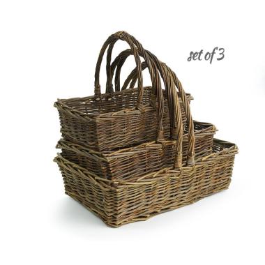 dark willow rectangle basket su51 3 wholesale containers handled baskets large