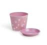 6  tin pot saucer light pink embossed floral design by206 1fpk