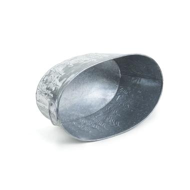 13  metal oval deep tub embossed pine treesdeer vintage design