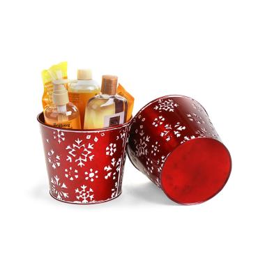 65  tin pot translucent red embossed white snowflakes by06 1sfr wholesale