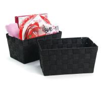 woven strap basket rectangle single black small