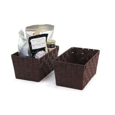 woven strap basket rectangle single dark brown