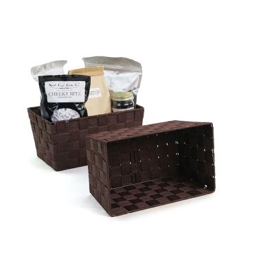 woven strap basket rectangle single dark brown