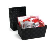 woven strap basket rectangle single medium black tp87 1med