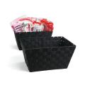 woven strap basket rectangle single large black tp87 1lg handles