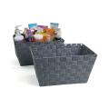 woven strap basket rectangle single large grey tp80 1lg handles