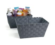 woven strap basket rectangle single large grey tp80 1lg handles