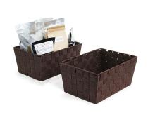 woven strap basket rectangle single medium dark brown