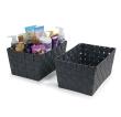 woven strap basket rectangle single medium dark grey tp80 1med