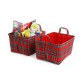 plaid soft fabric storage bin red pf11 1plr handles
