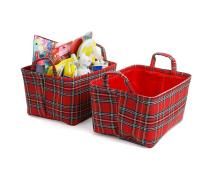 plaid soft fabric storage bin red pf11 1plr handles