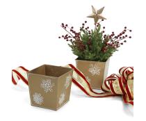 6x6  sq tin pot gold snow flakes by66 1sfg wholesale