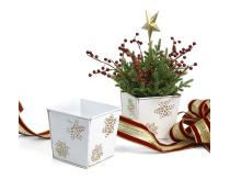 6x6  sq tin pot white snow flakes by66 1sfw wholesale