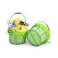 medium wire basket round green cloth lining single sy350 1mgr