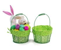 small wire basket round green cloth lining single sy350 1sgr