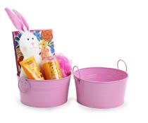 8  round tin tub light pink by18 1lp wholesale metal containers