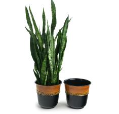 9  solid iron spun planter blackbrown glazed 8  pot