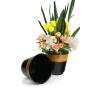 11  embossed solid iron spun planter blackbrown glazed 10 