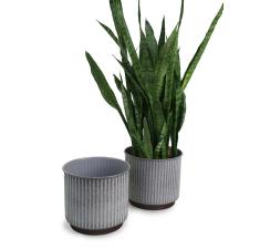 8  ribbed solid iron spun planter grey glazed bn47 1rb wholesale
