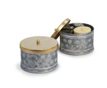 5  metal round box lid embossed petals design by445 1med
