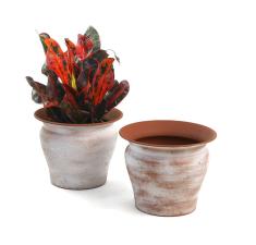 6  solid spun iron bell shaped terra cotta brushed white