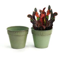 7  solid iron spun planter green 6  pot bn45 1gr