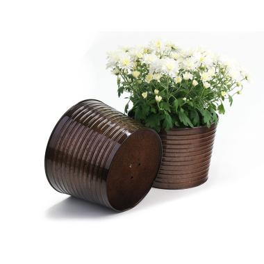 10  metal pot ribbed copper finish by10 1rcp wholesale containers pails