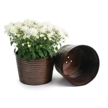 10  metal pot ribbed copper finish by10 1rcp wholesale containers pails