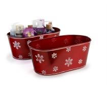 tin oval tub translucent red snow flakes by82 1sfr wholesale metal