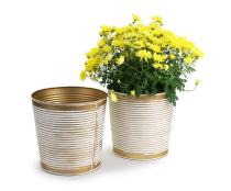 9  metal bucket tall ribbed gold finish by122 1srg wholesale pot covers