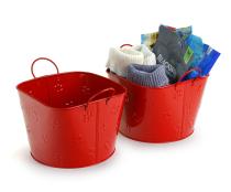 85  metal embossed paw print bucket red by02 1prd wholesale containers