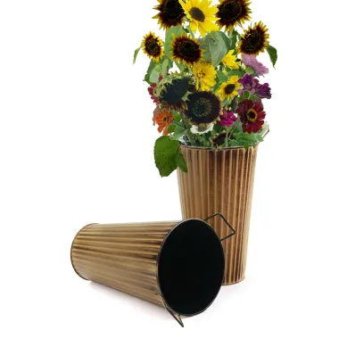 6.5" French Bucket  Ribbed Antiqued Butterscotch Finish