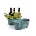 12" Metal Oval Tub Antiqued Green Patina