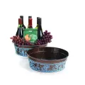 12" Metal Round Tub Dk Brown w/ Blue Swirl