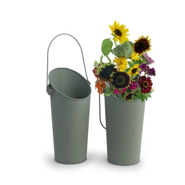Metal Wall Pocket Pail Powder Coated Green